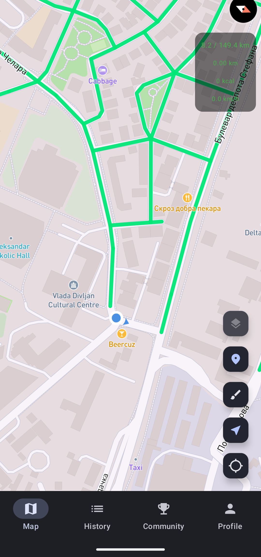 StreetPainter app screenshot — City coverage