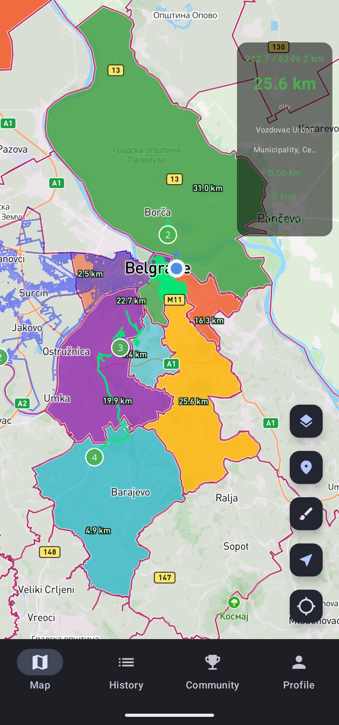 StreetPainter app screenshot — Region coverage