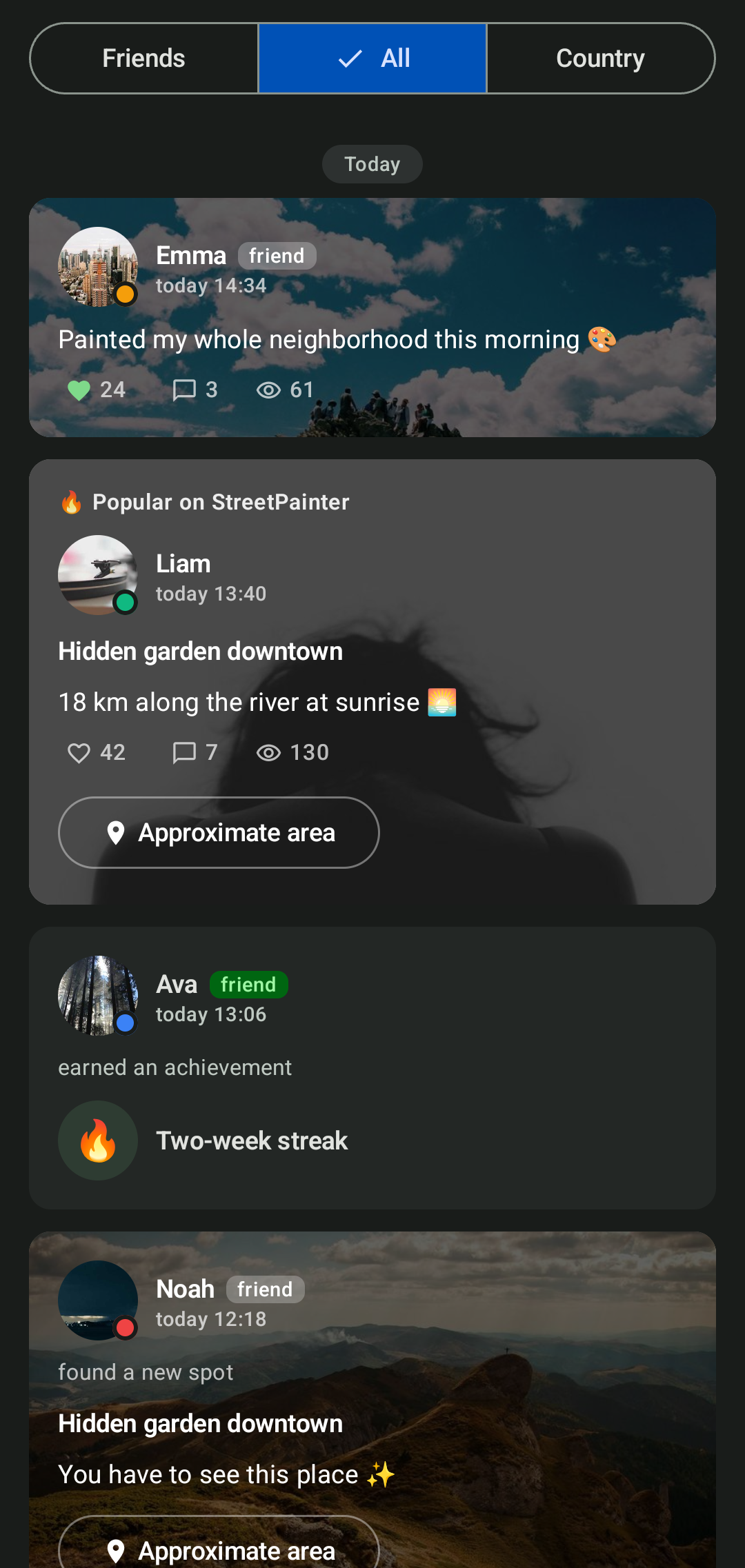 StreetPainter app screenshot — Community