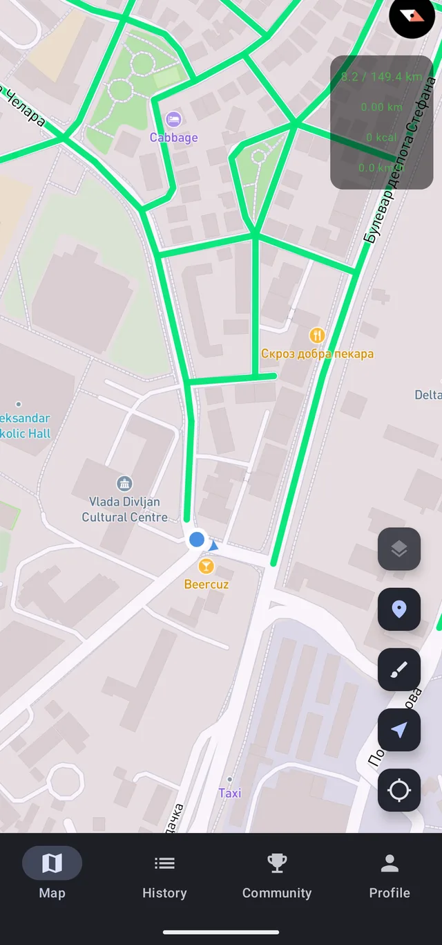 StreetPainter screenshot: City coverage