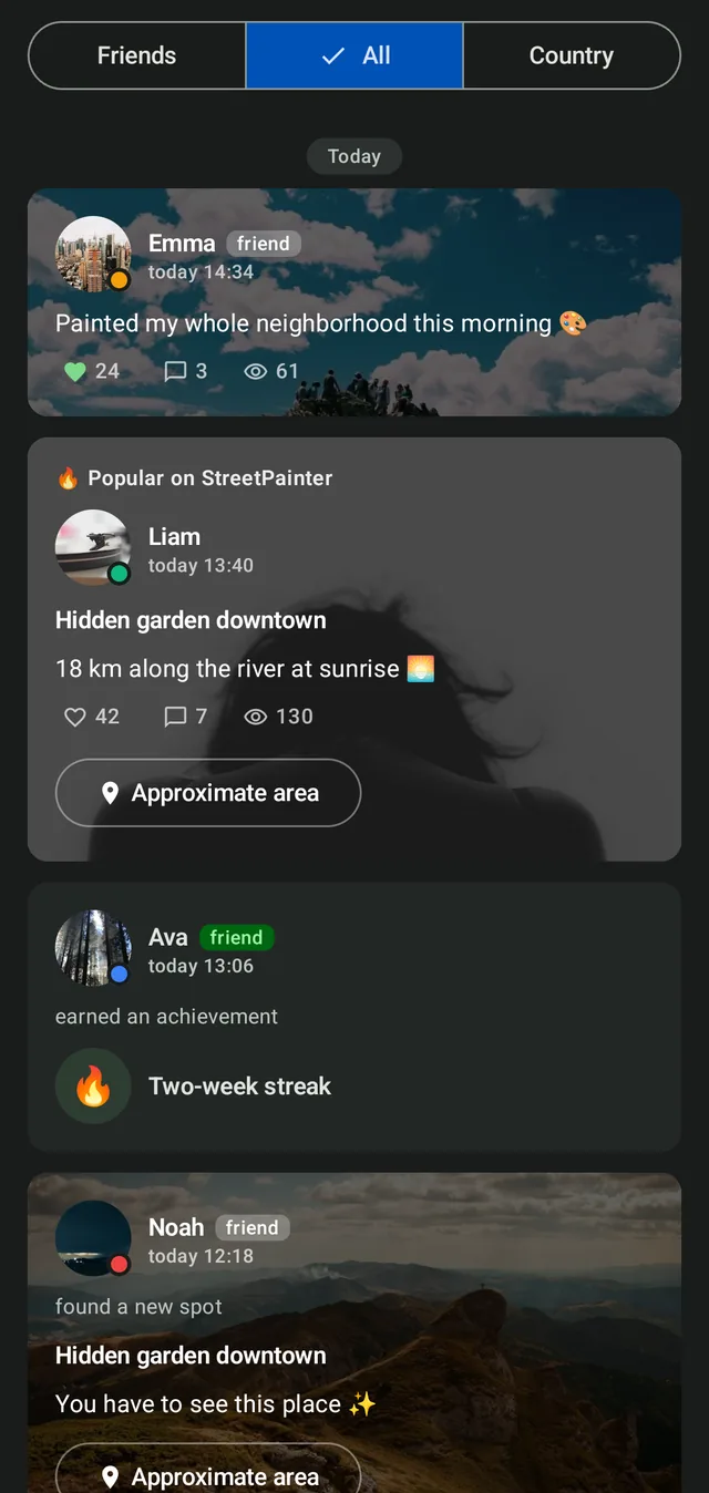 The StreetPainter community feed