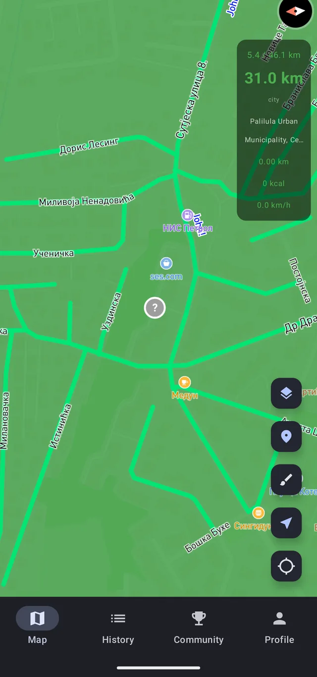 StreetPainter screenshot: A point on the map