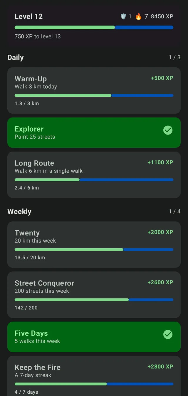 Daily and weekly quests in StreetPainter